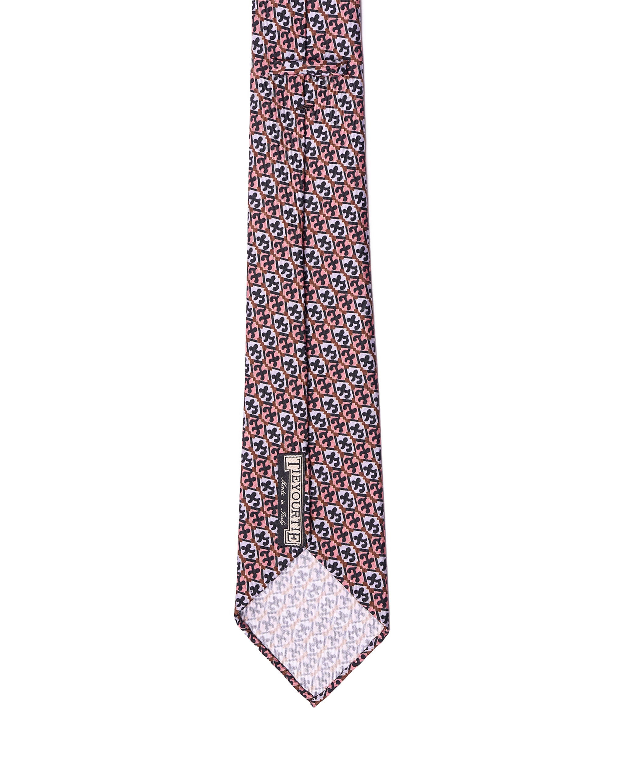 Printed tie - 7 Fold - Pink and pale gray small motif