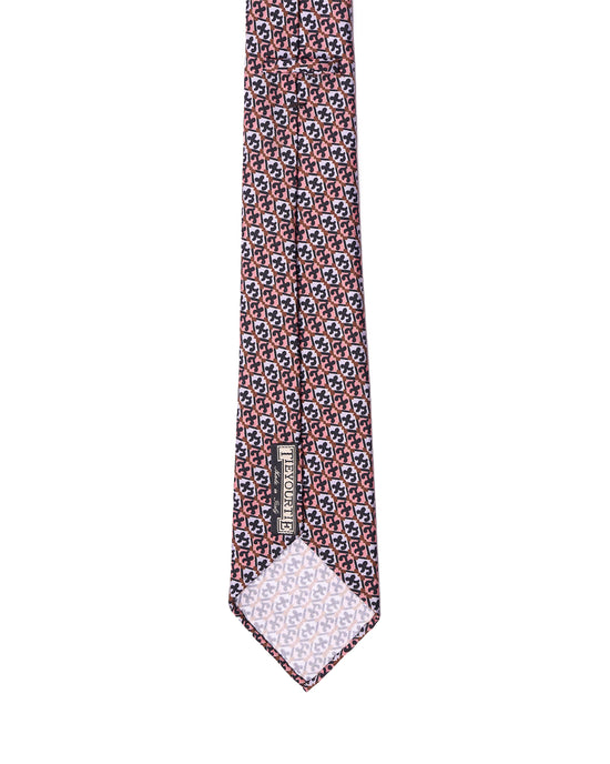 Printed tie - 7 Fold - Pink and pale gray small motif