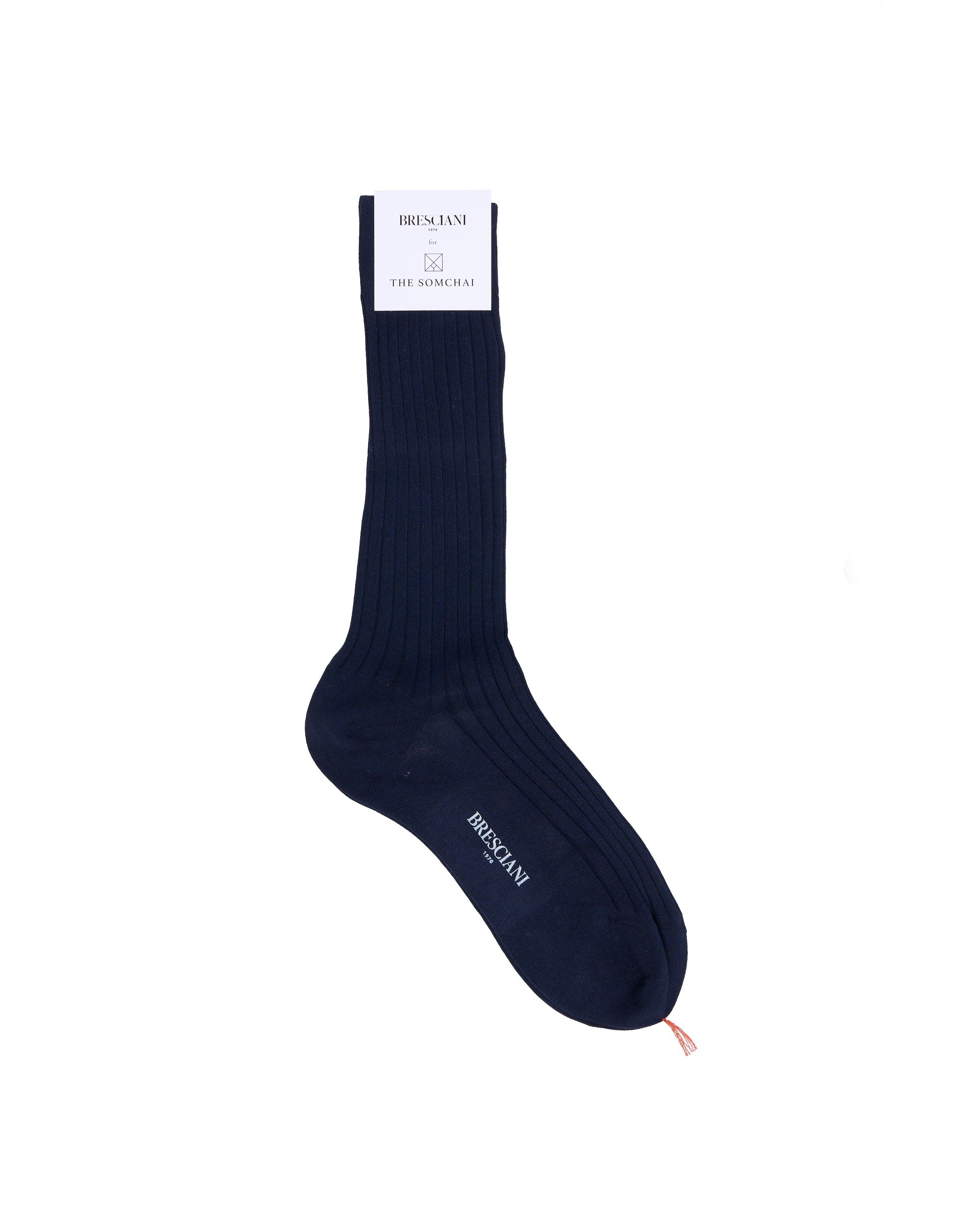 Calf length socks - ribbed organic cotton - Blu