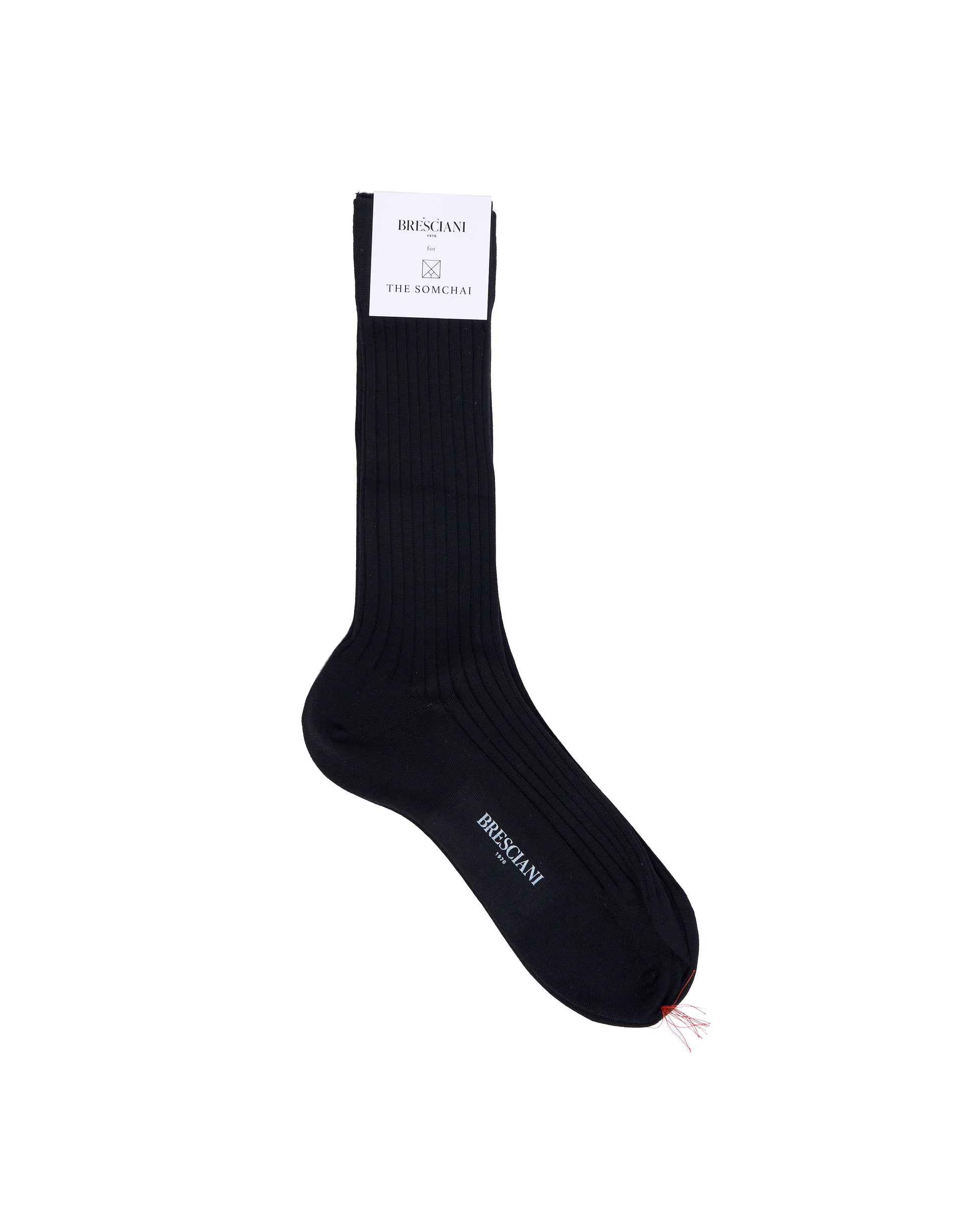 Calf length socks - ribbed organic cotton - Nero
