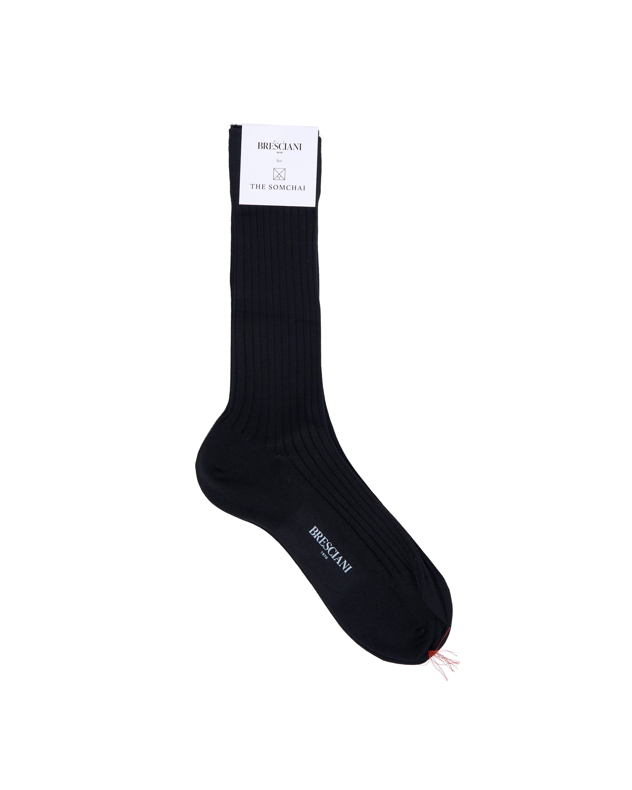 Calf length socks - ribbed organic cotton - Nero