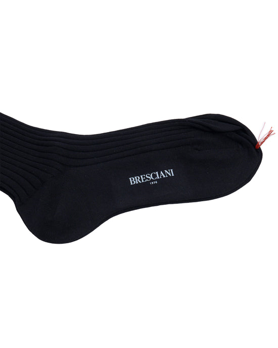 Calf length socks - ribbed organic cotton - Nero