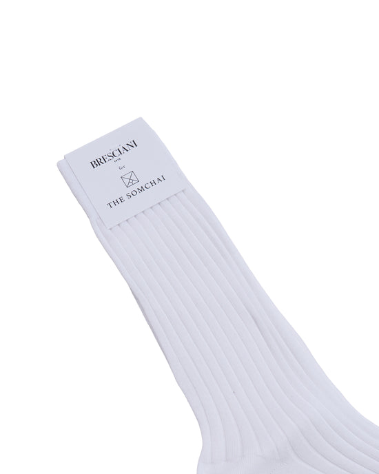 Calf length socks - ribbed organic cotton - White
