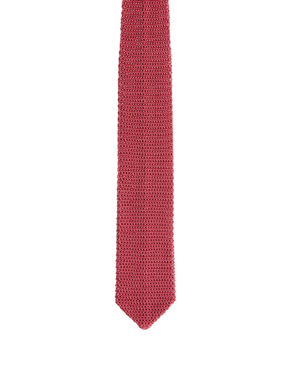 Tie - Knitted silk - Plain pink