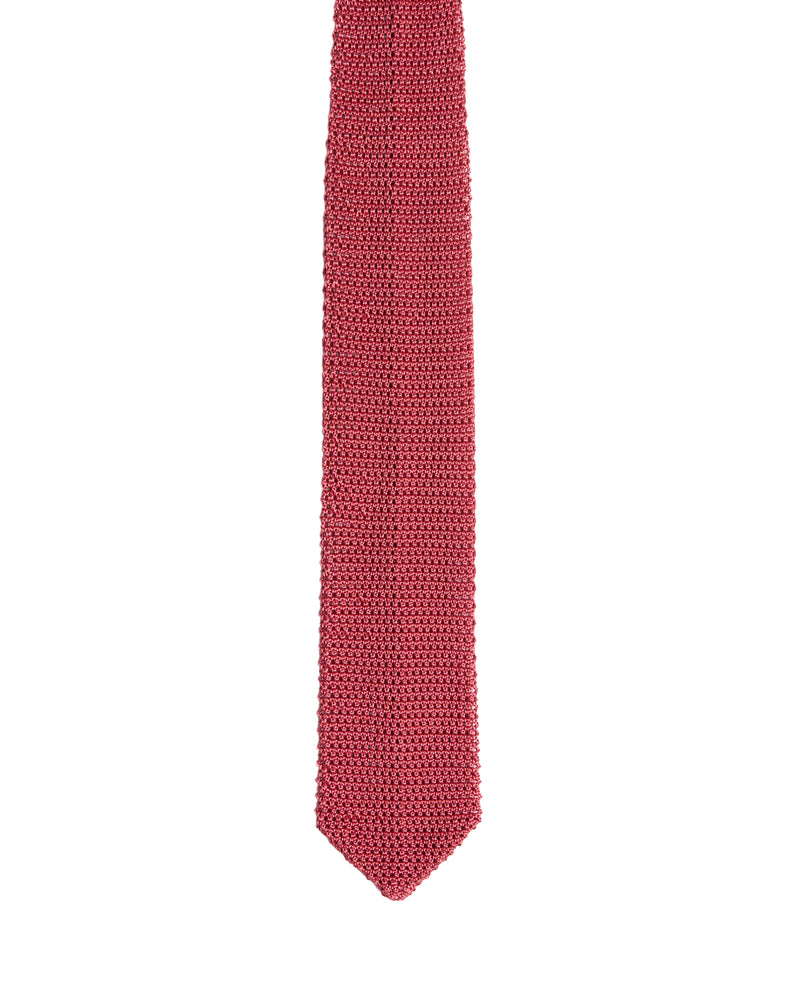 Tie - Knitted silk - Plain pink