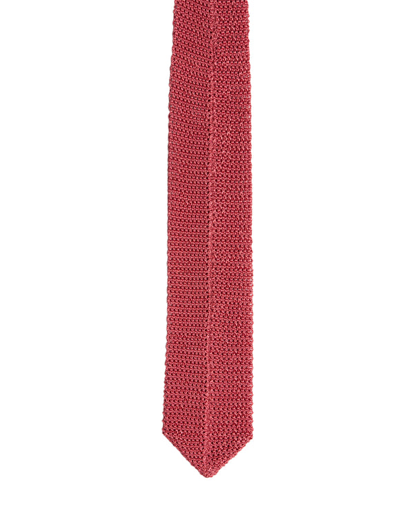 Tie - Knitted silk - Plain pink