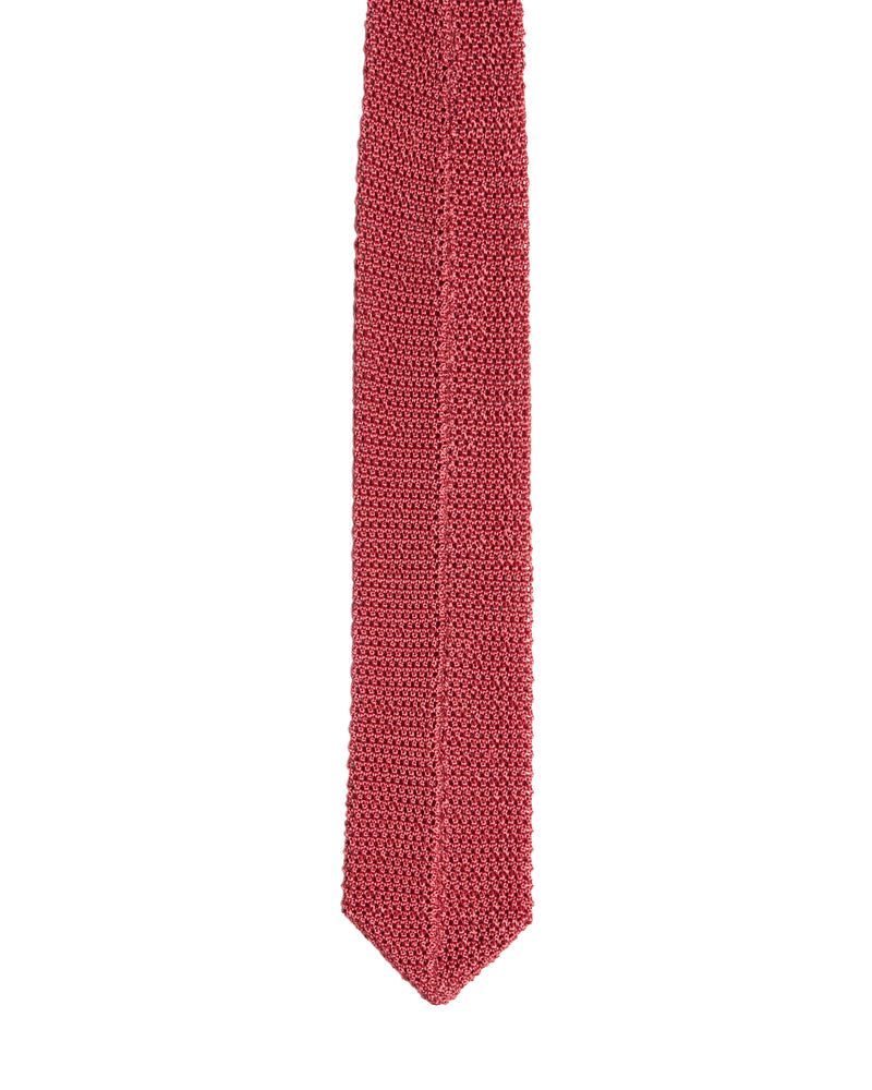 Tie - Knitted silk - Plain pink