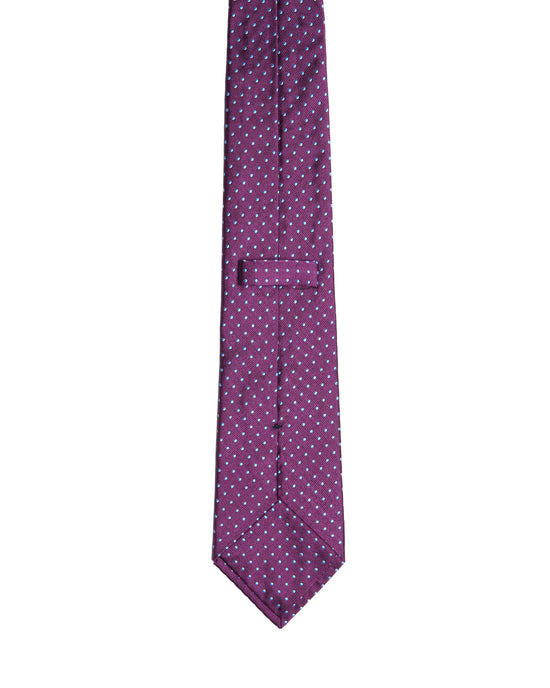 Jacquard tie - 3 Fold - Purple with micro light blue dots