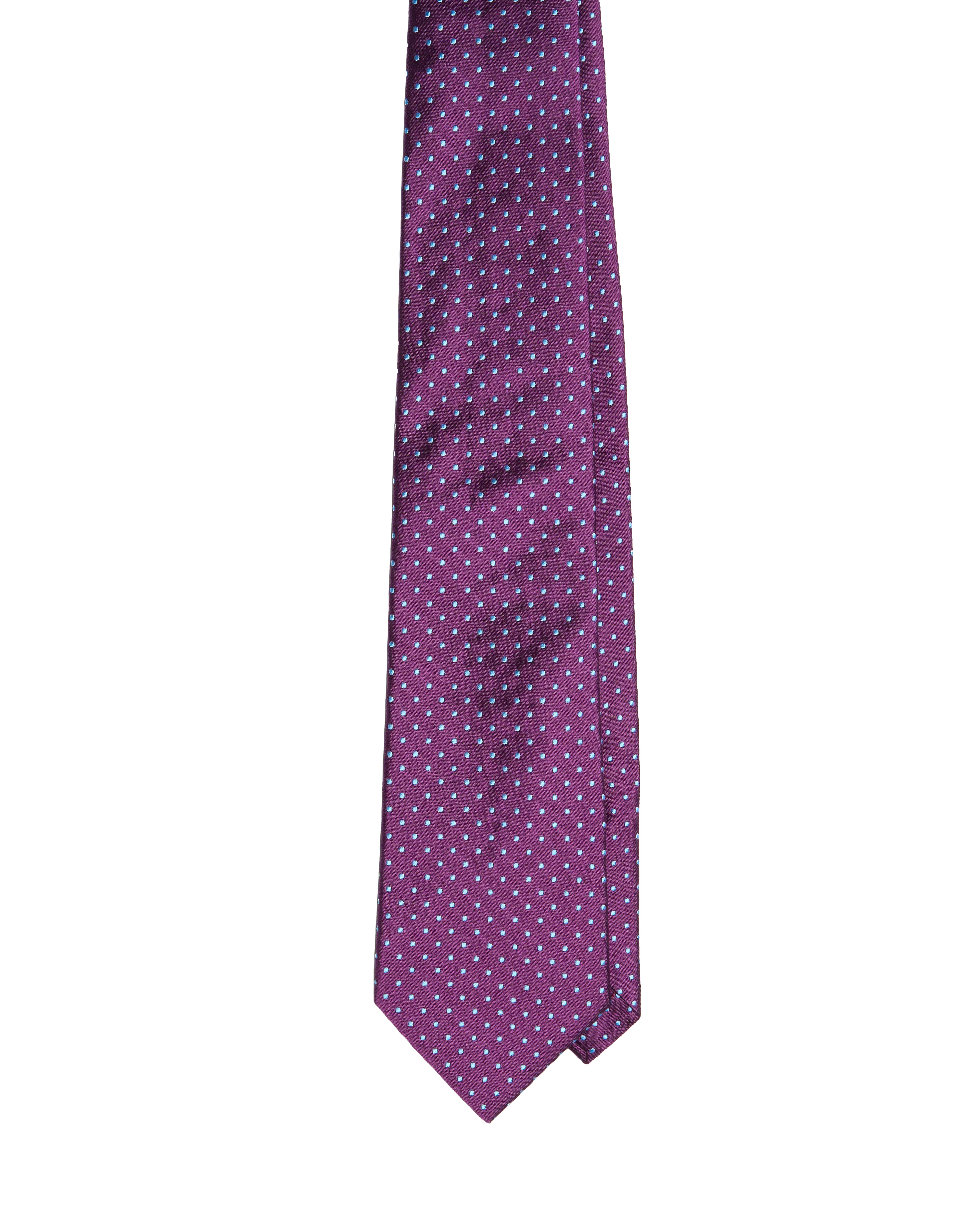 Jacquard tie - 3 Fold - Purple with micro light blue dots