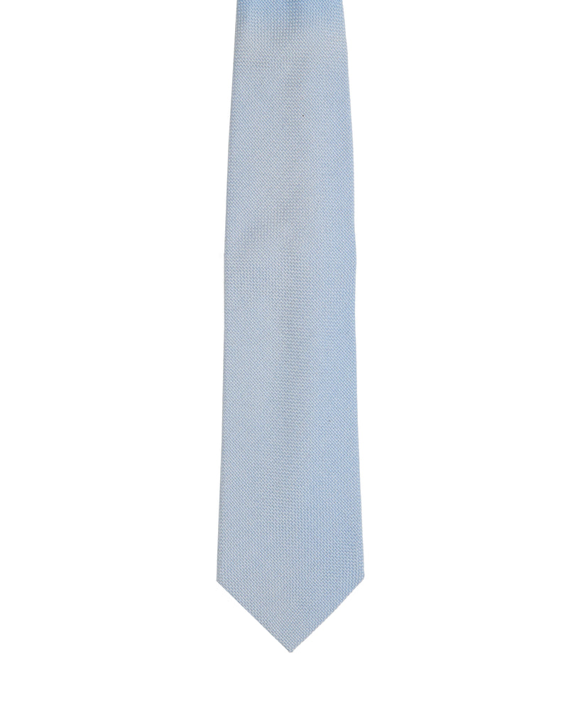 Tie - 4 Folded - Wool - Sky blue plain waive