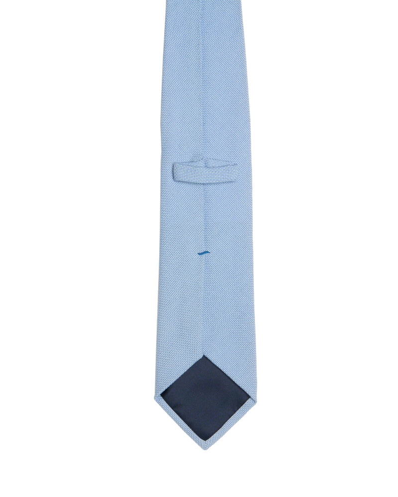 Tie - 4 Folded - Wool - Sky blue plain waive