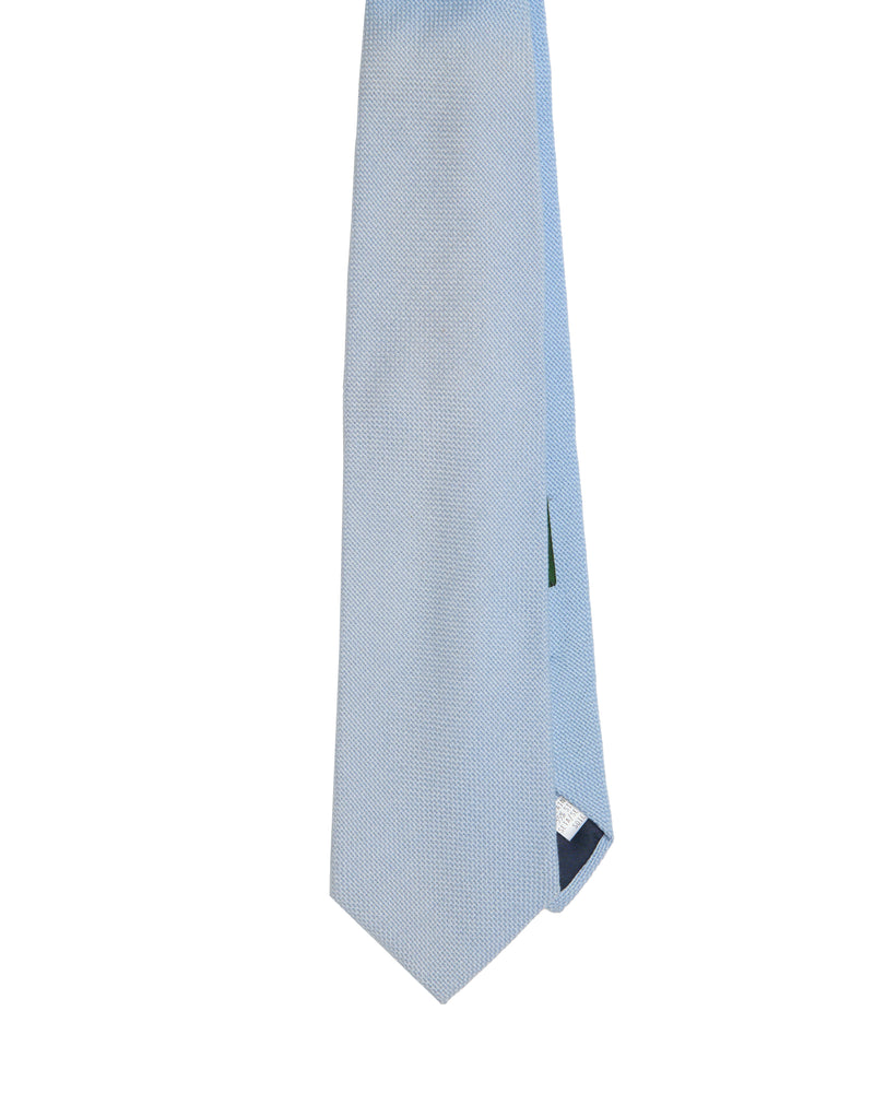 Tie - 4 Folded - Wool - Sky blue plain waive