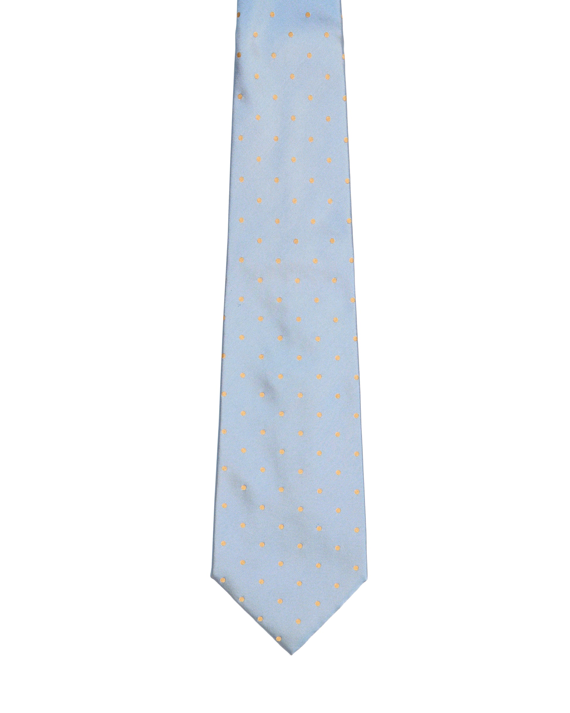 Jacquard tie - 3 Fold - Sky blue with gold micro dots