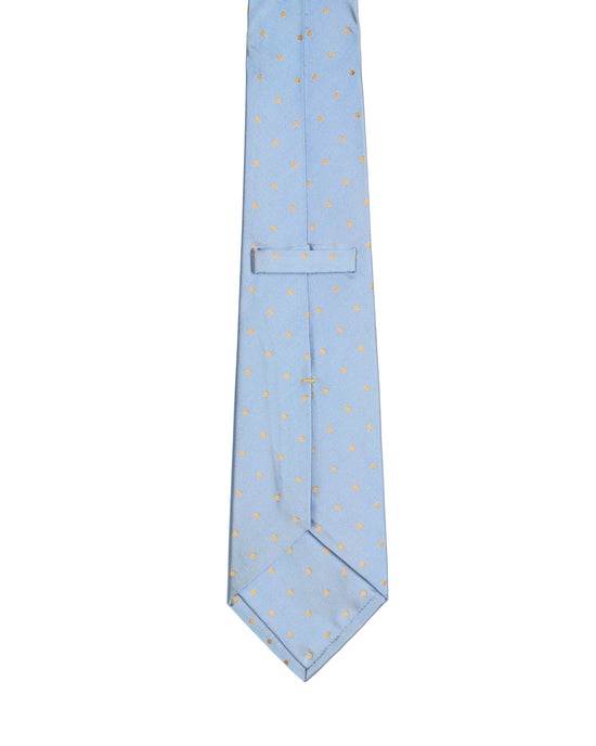 Jacquard tie - 3 Fold - Sky blue with gold micro dots