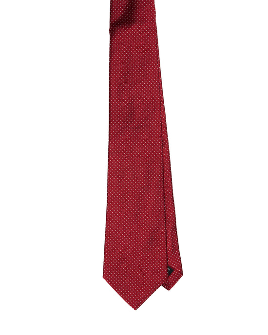 Jacquard tie - 3 Fold - Red with nano dots