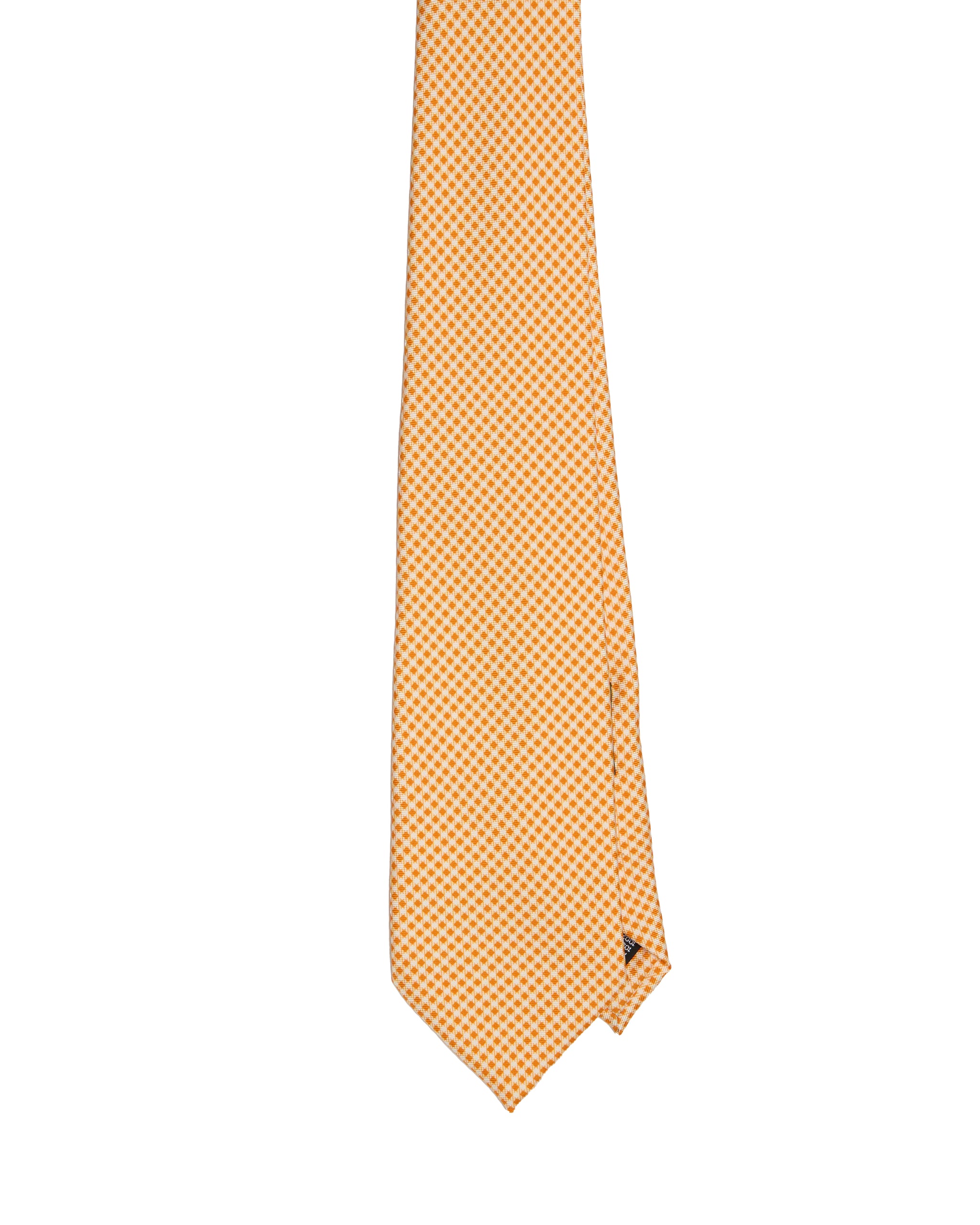 Jacquard tie - 3 Fold - Orange with white micro checkered