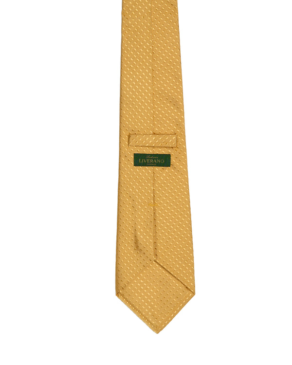 Tie - 4 Folded - Jacquard silk - Gold with square debossed