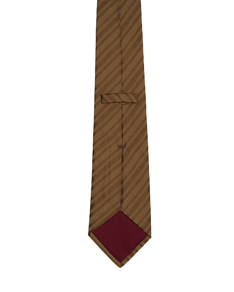 Tie - 4 Folded - Jacquard silk - Brown stripe