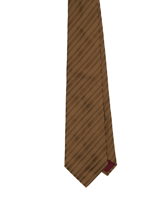 Jacquard tie - 3 Fold - Brown stripe