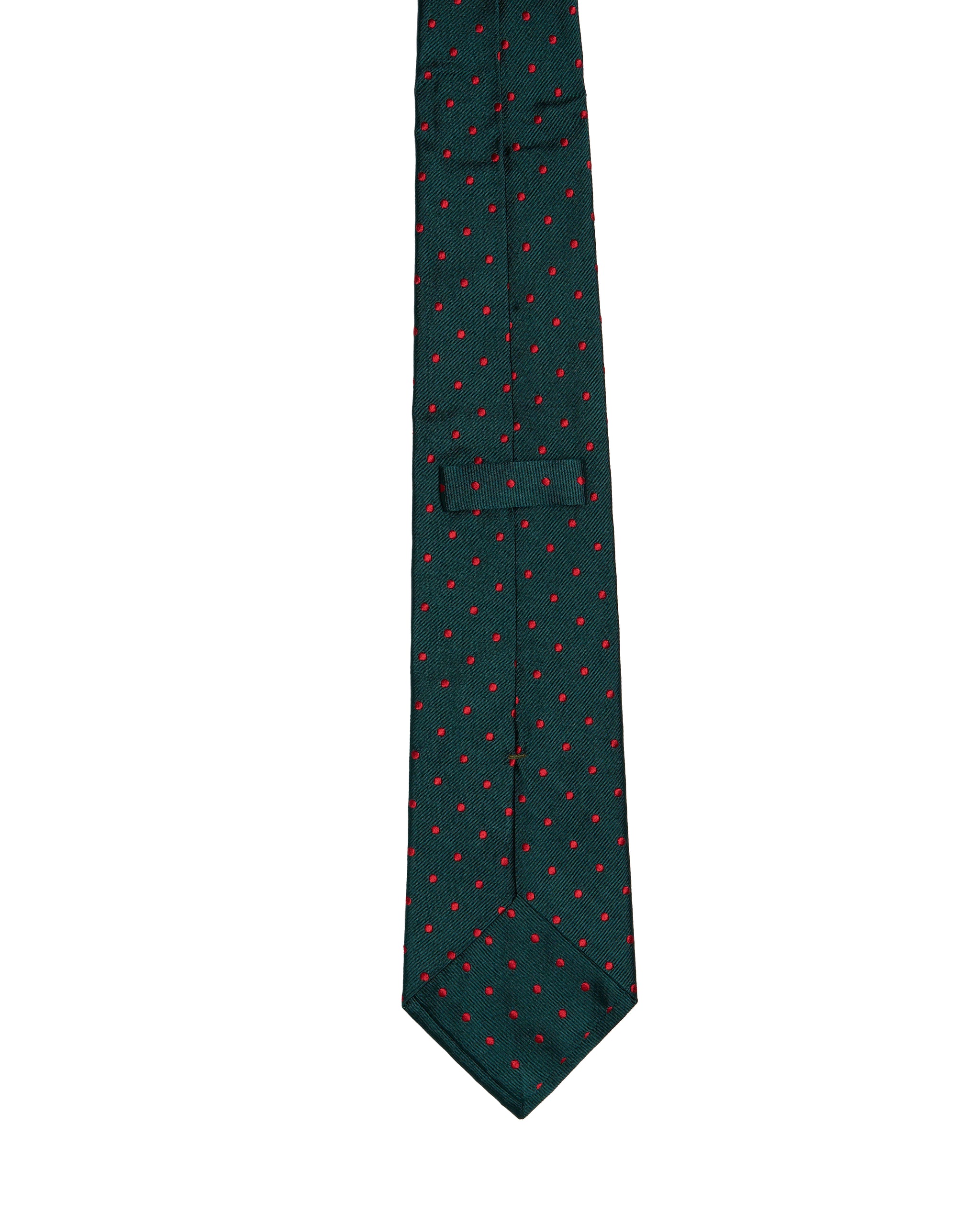 Jacquard tie - 3 Fold - Green with micro red dots