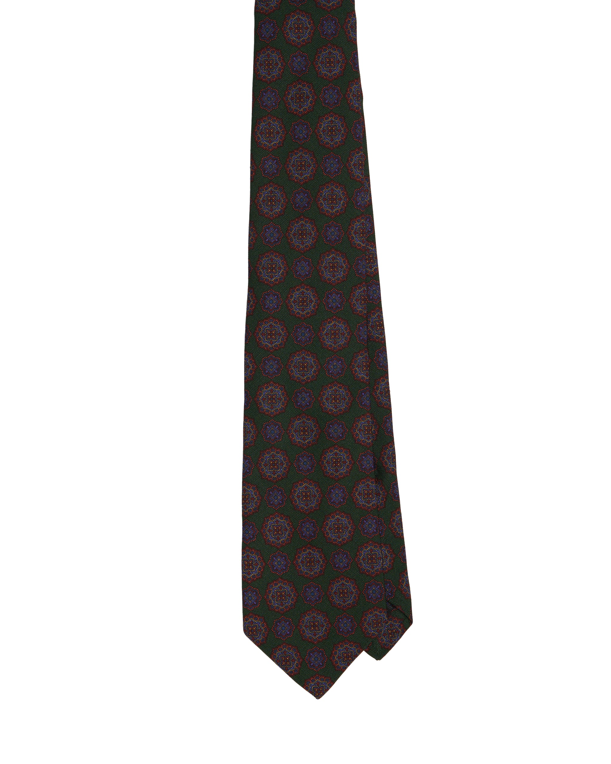 Printed tie - 3 Fold - Green with medallion motif