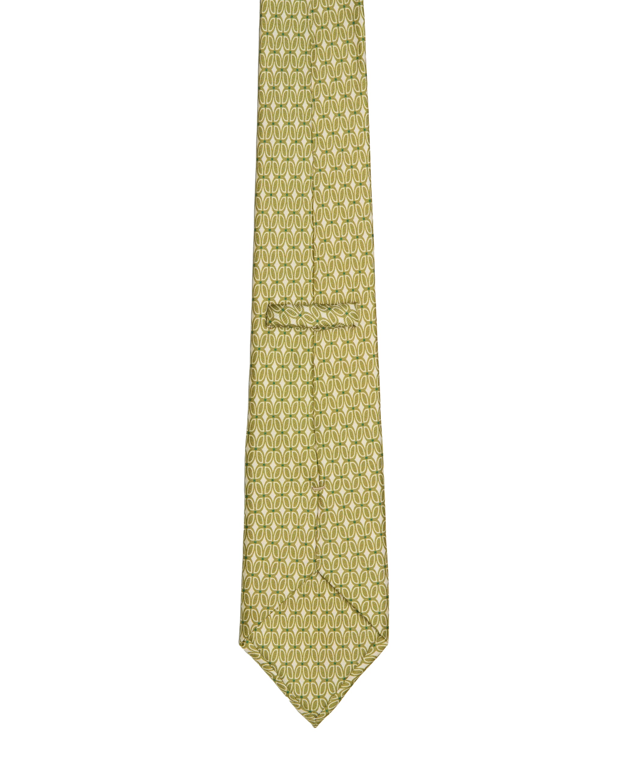 Printed tie - 3 Fold - Green with retro pattern