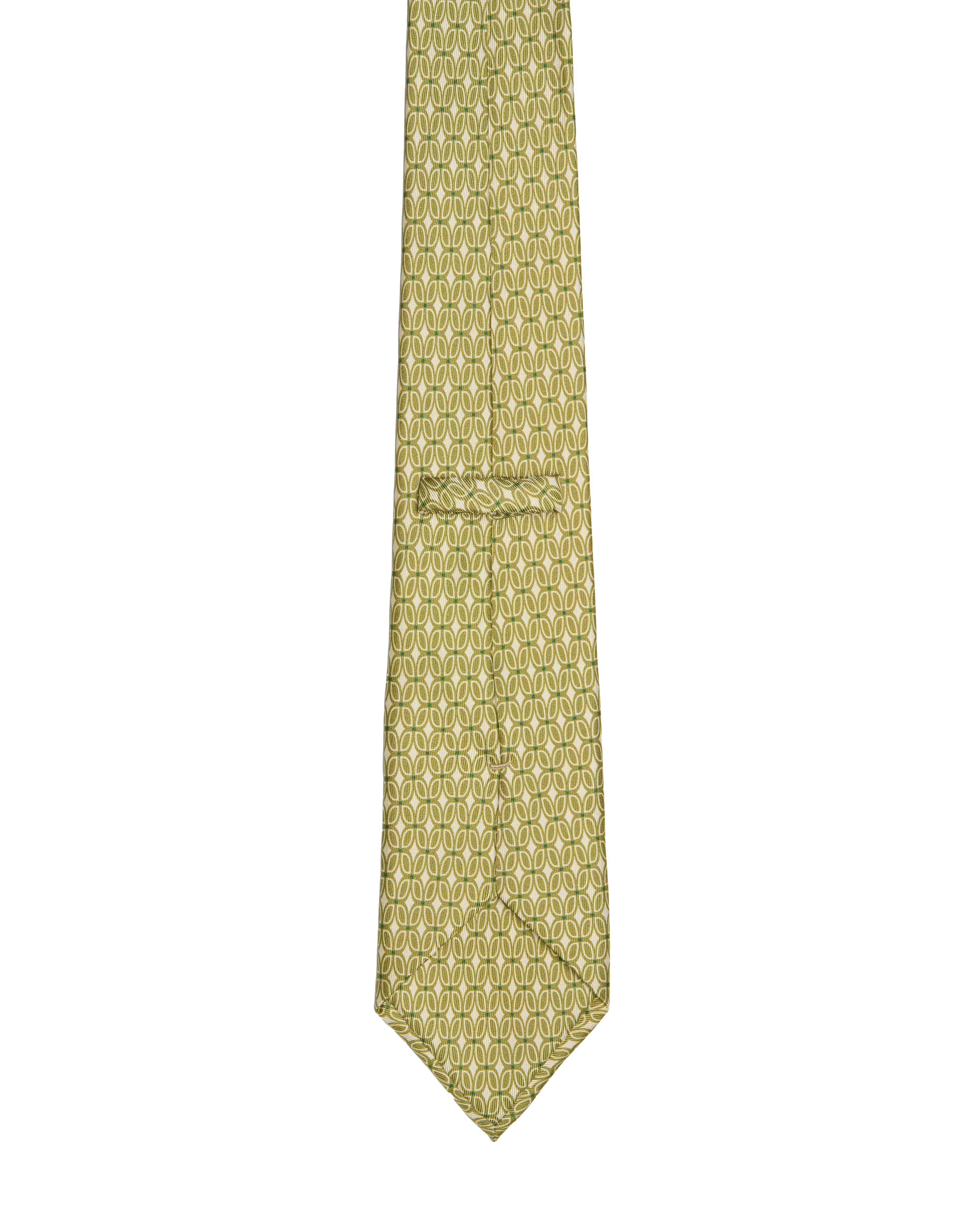 Printed tie - 3 Fold - Green with retro pattern