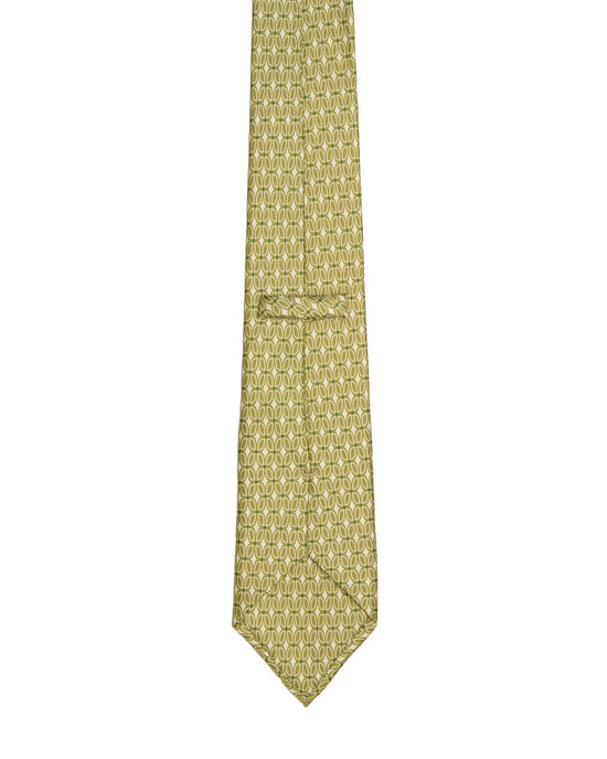 Printed tie - 3 Fold - Green with retro pattern