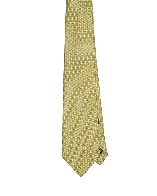 Printed tie - 3 Fold - Green with retro pattern