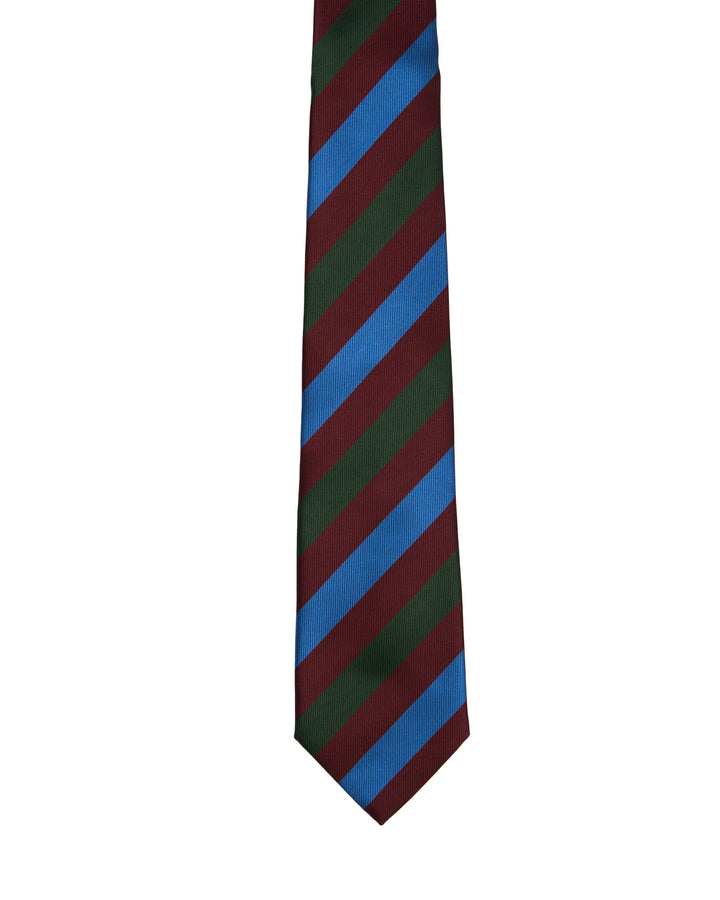 Printed tie - 3 Fold - Regimental burgundy, green and blue