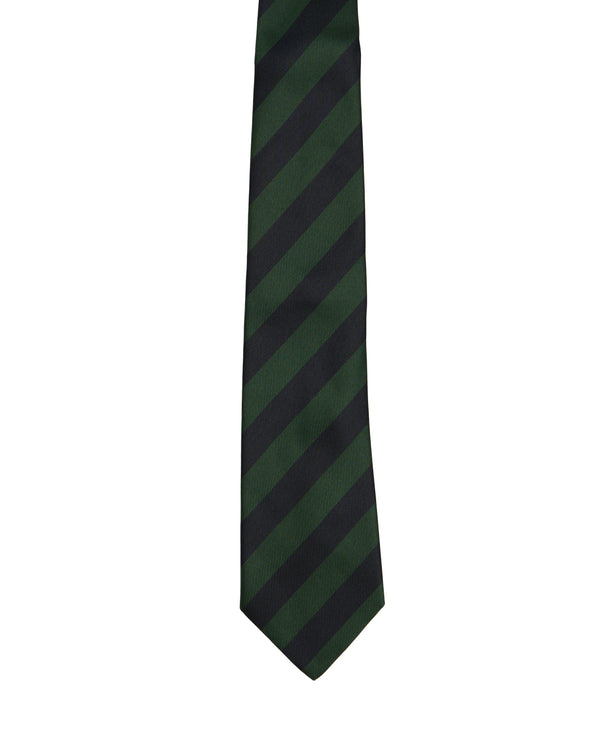 Tie - 4 Folded - Printed silk - Regimental green and black