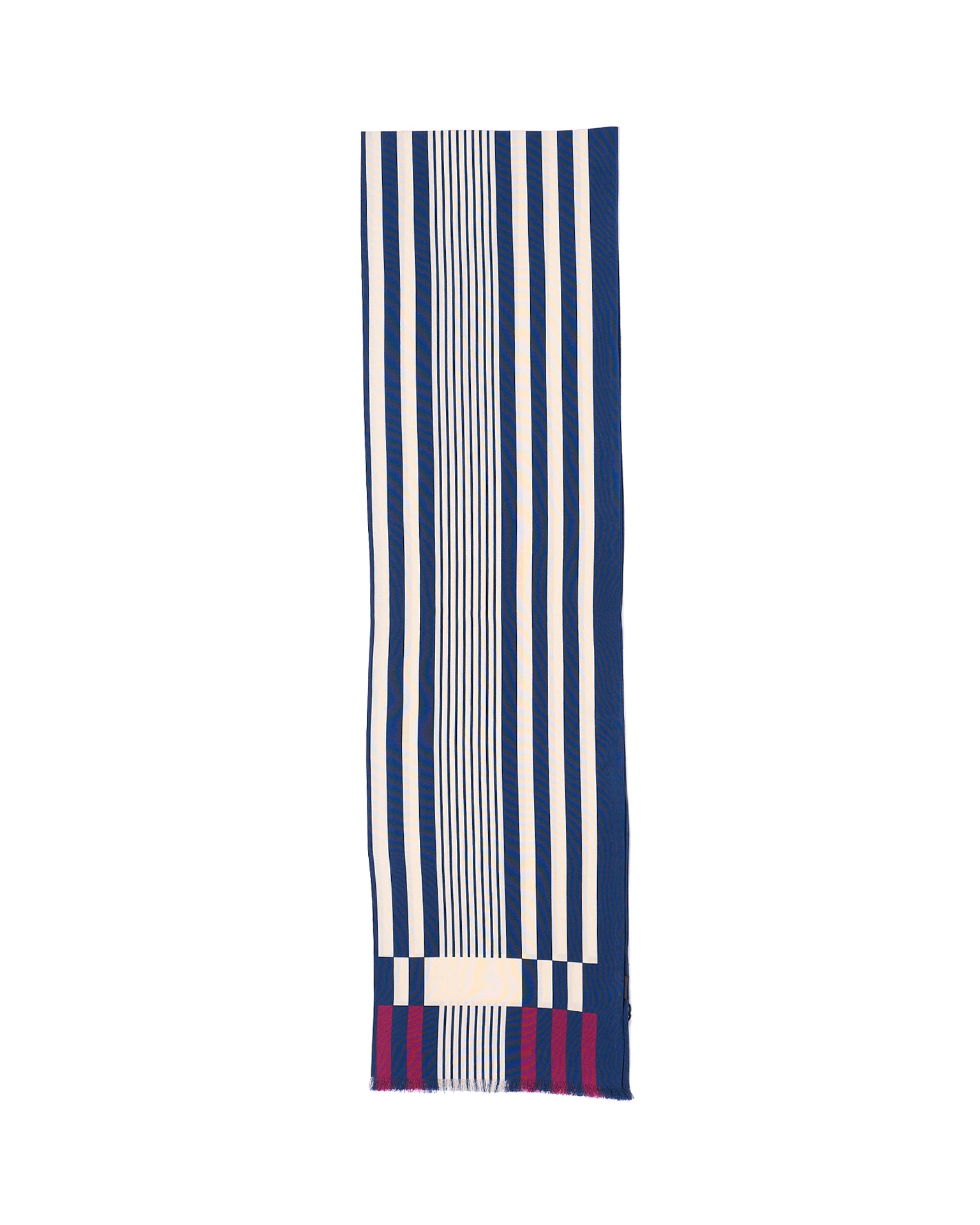 Scarf - Rectangle - Navy blue, beige and red stripe