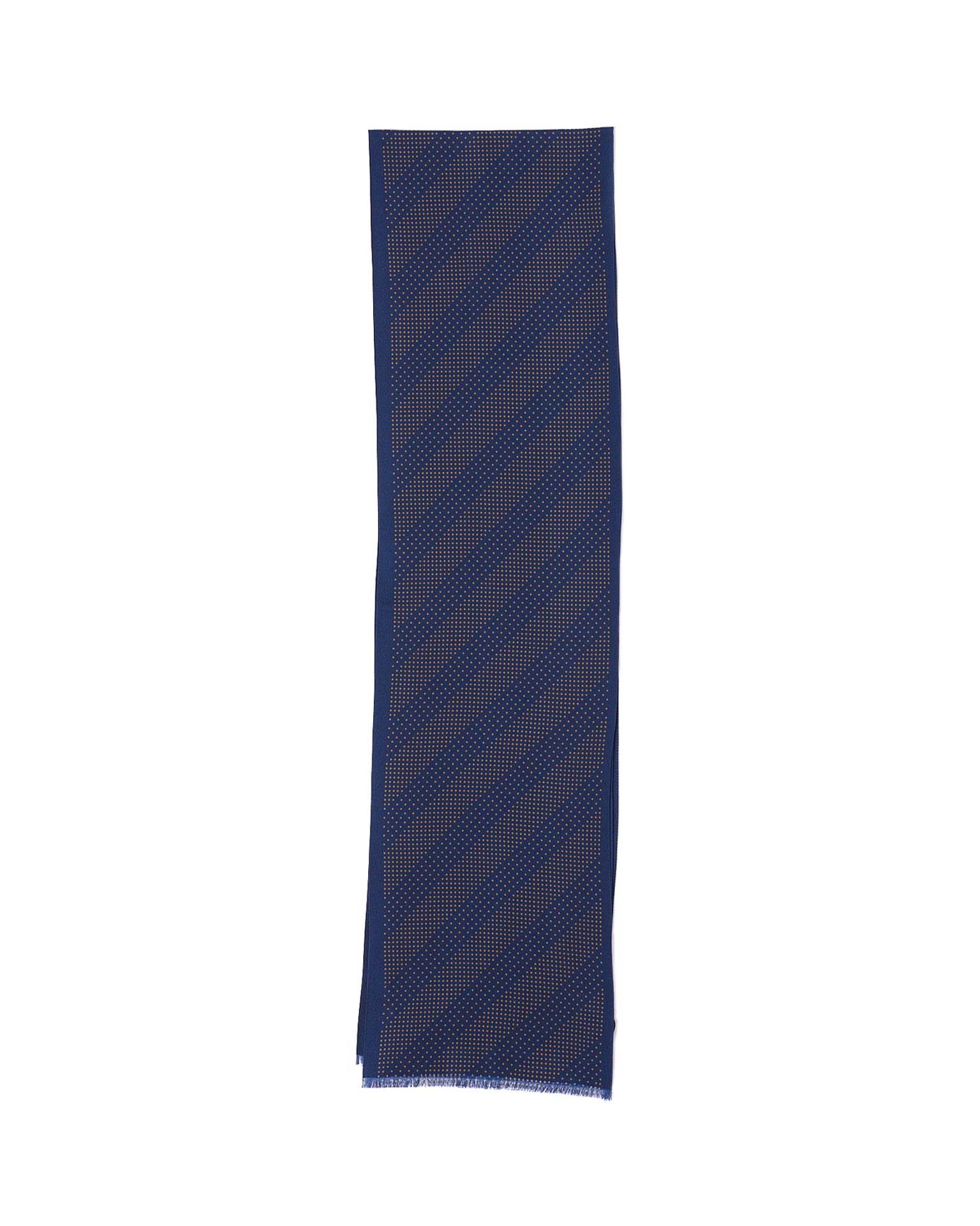 Scarf - Rectangle - Navy blue with brown micro dot