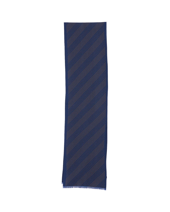 Scarf - Rectangle - Navy blue with brown micro dot