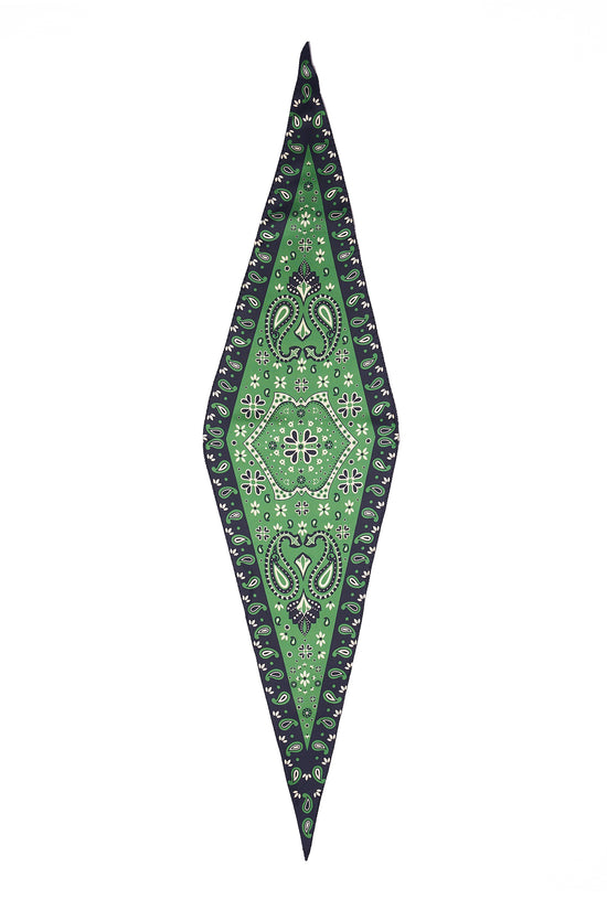 Scarf - Triangle - Green with off-white and navy blue border