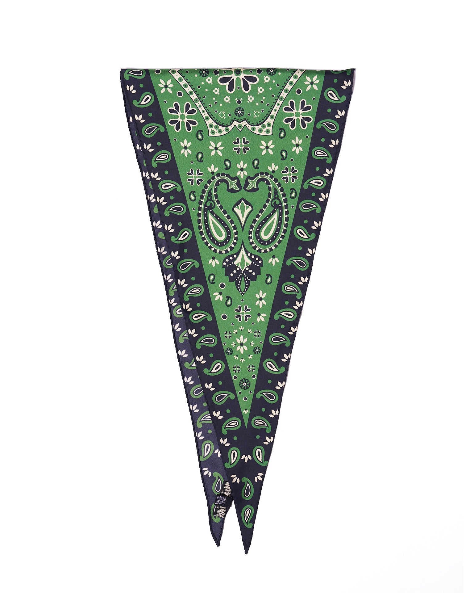 Scarf - Triangle - Green with off-white and navy blue border