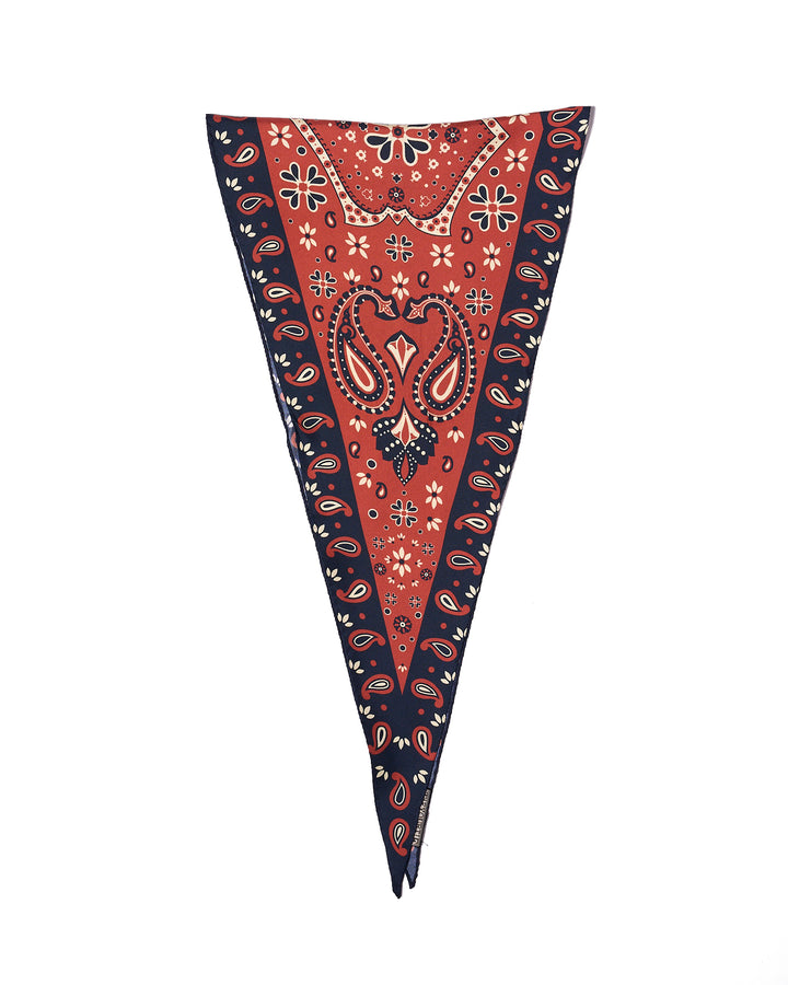 Scarf - Triangle - Red with off-white and navy blue border