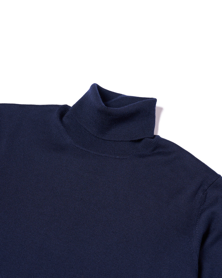 Roll neck extrafine merino wool Sweater - Navy blue