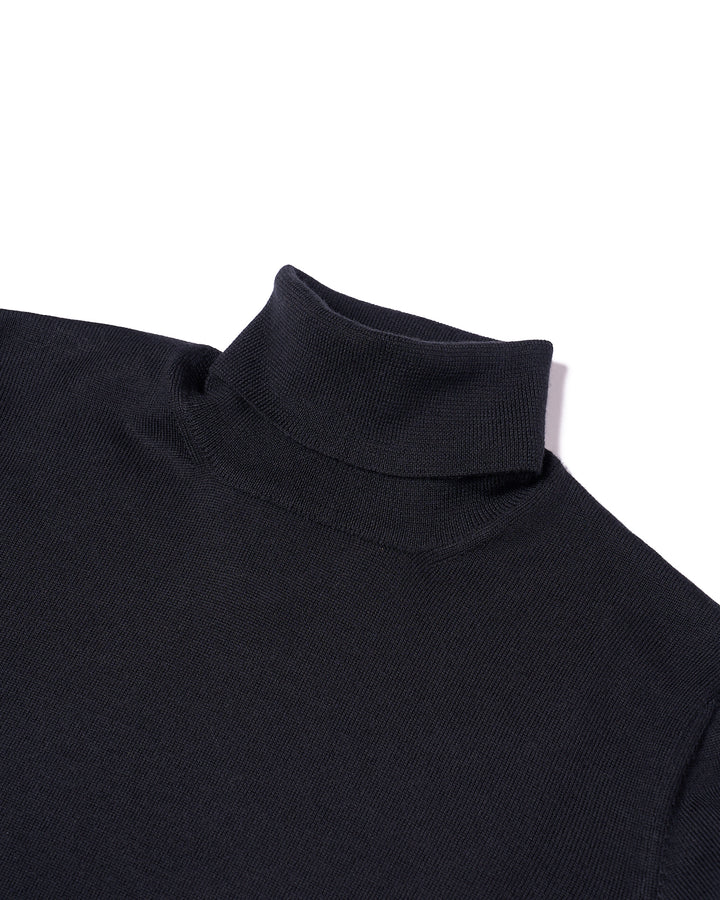 Roll neck extrafine merino wool Sweater - Black