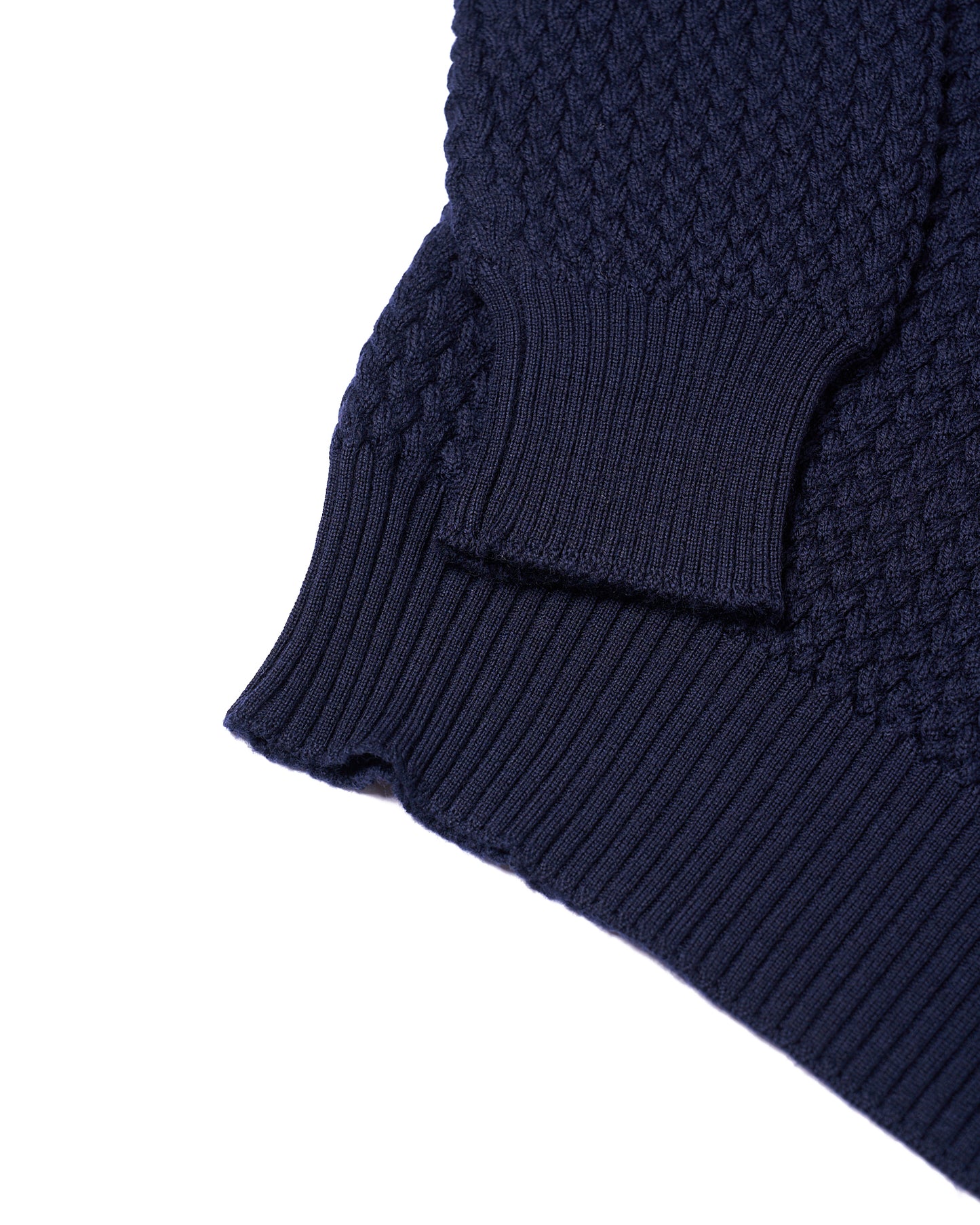 Crew neck waistcoat stitch extrafine merino wool Sweater - Blue