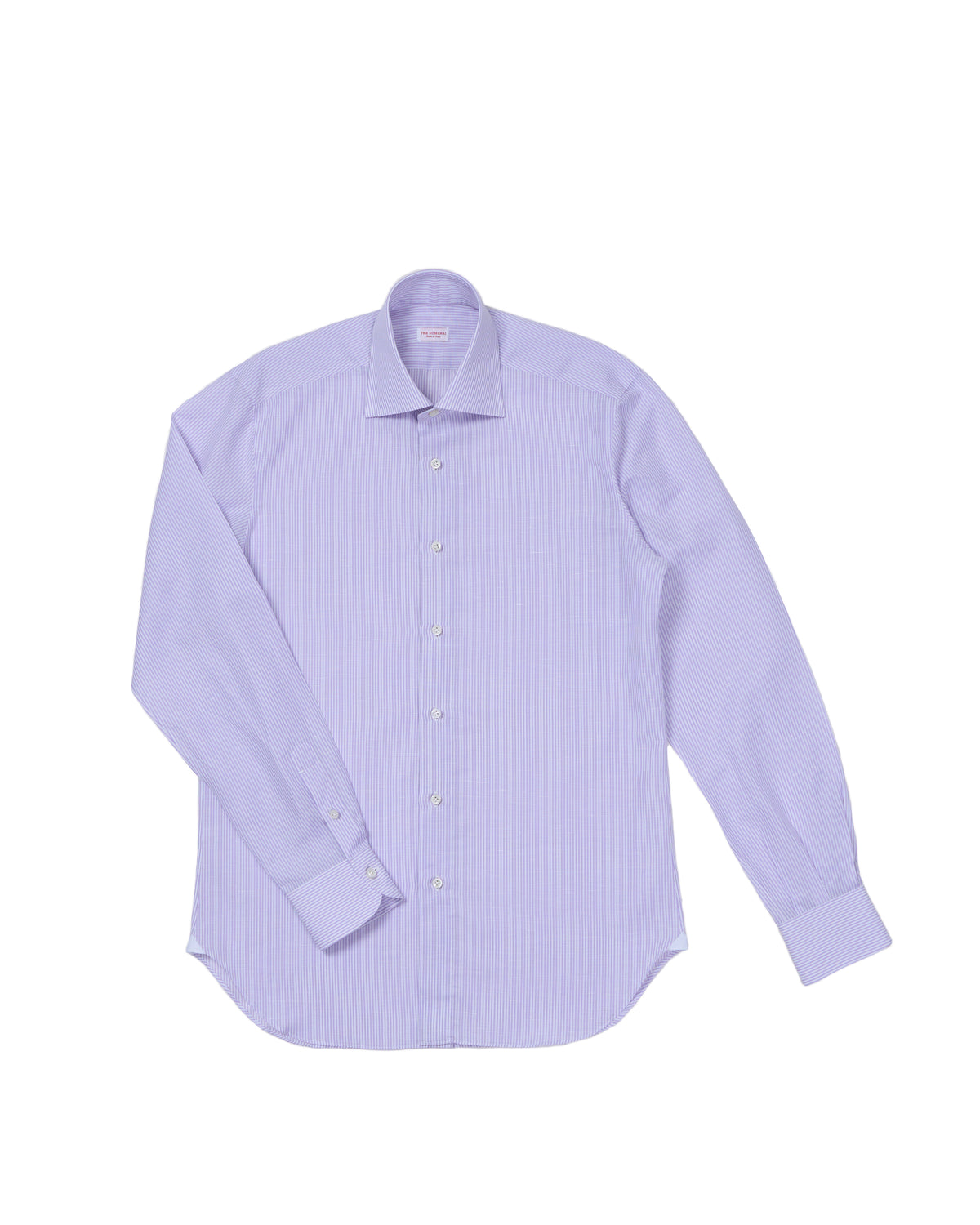 Spread collar shirt - Purple stripe cotton and linen