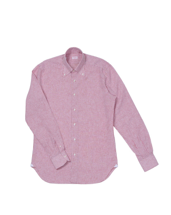 Button down shirt - Red stripe linen