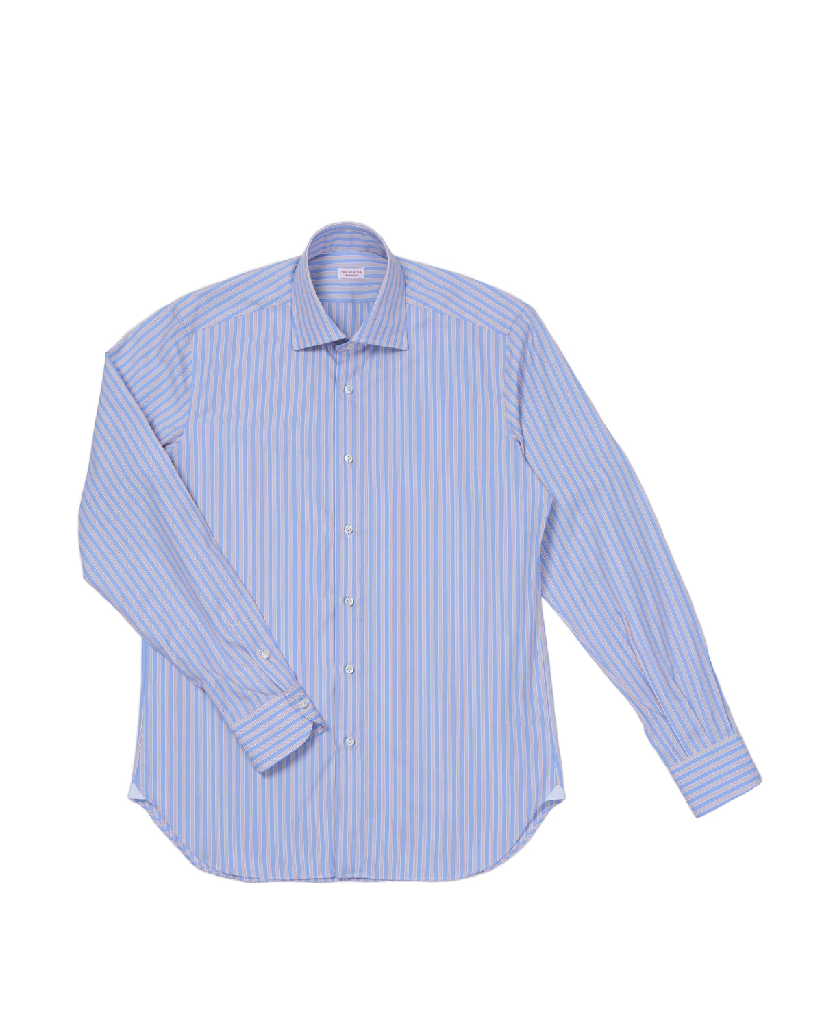 Spread collar shirt - Blue and red stripe popplin