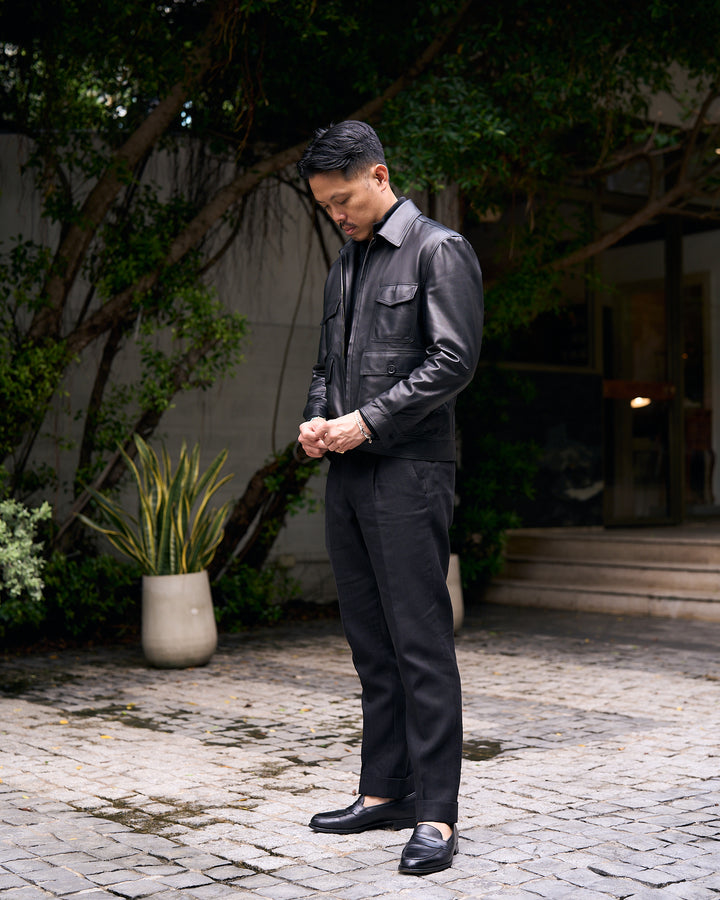 Nappa leather Blouson jacket - Black