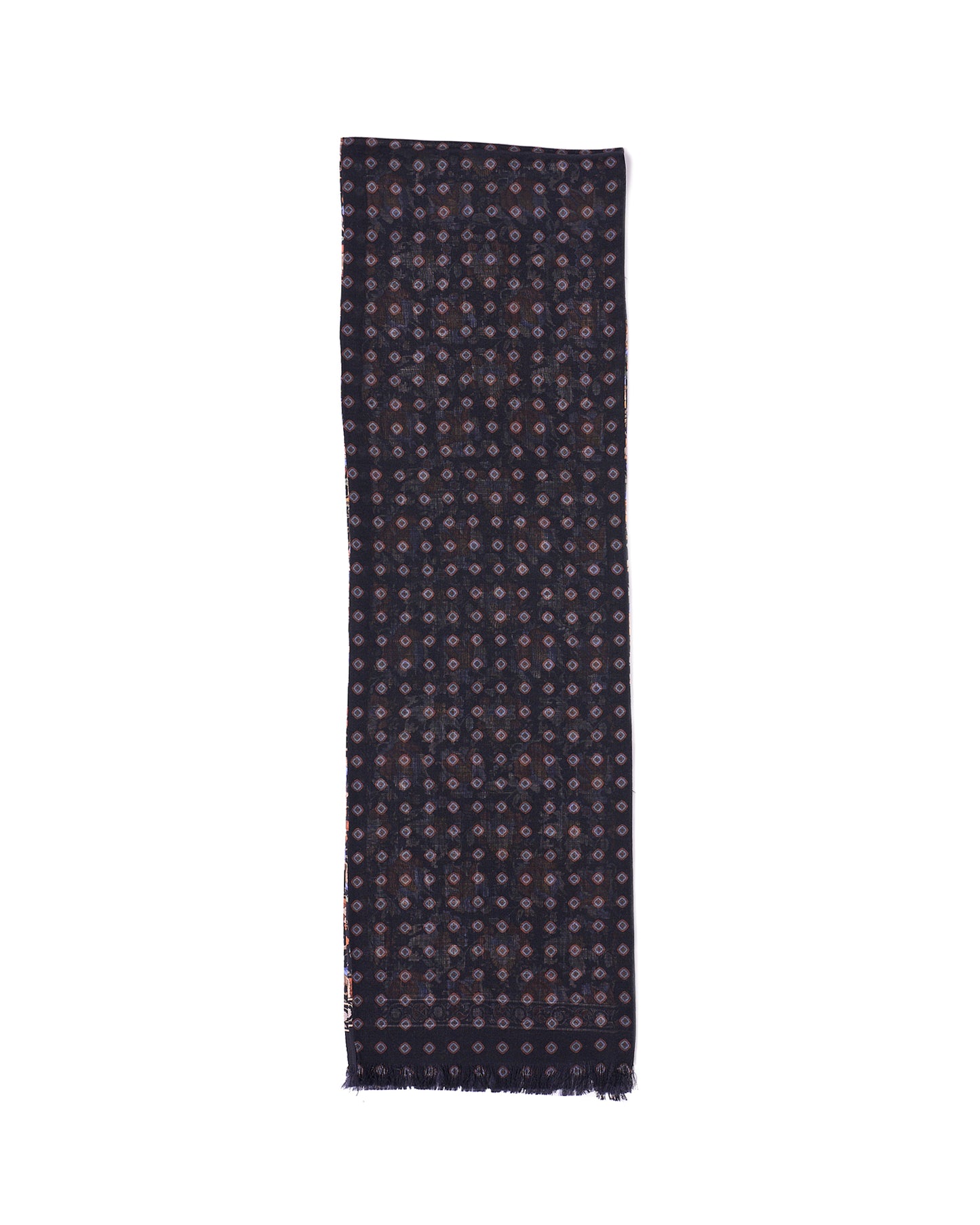 Scarf - Rectangle - Black with colourful flower motif