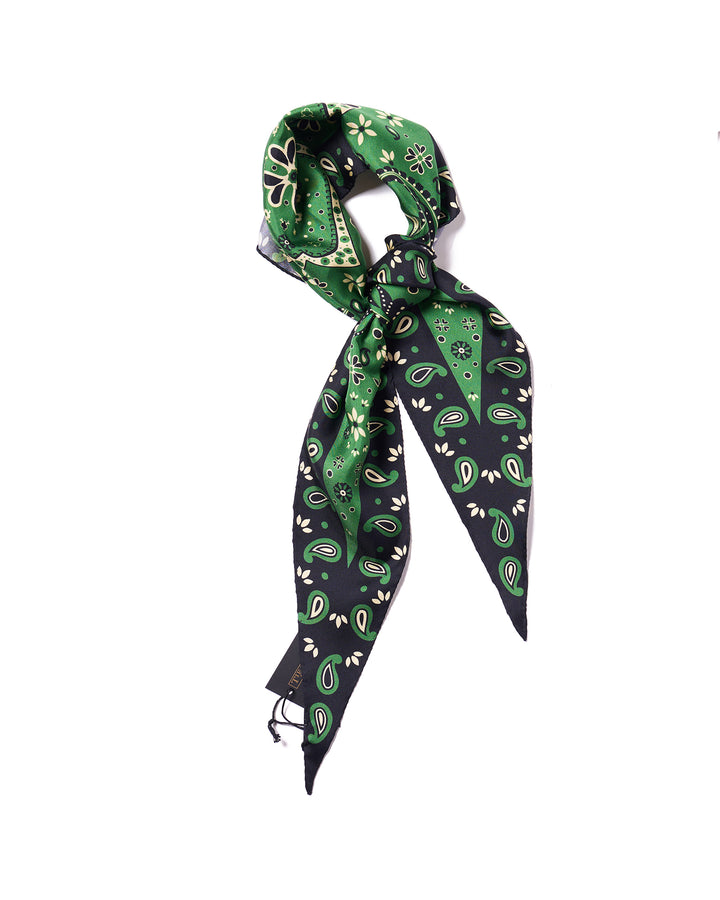 Scarf - Triangle - Green with off-white and navy blue border