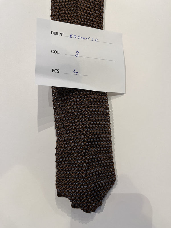 Knitted tie - Brown with azzuro blue  - silk