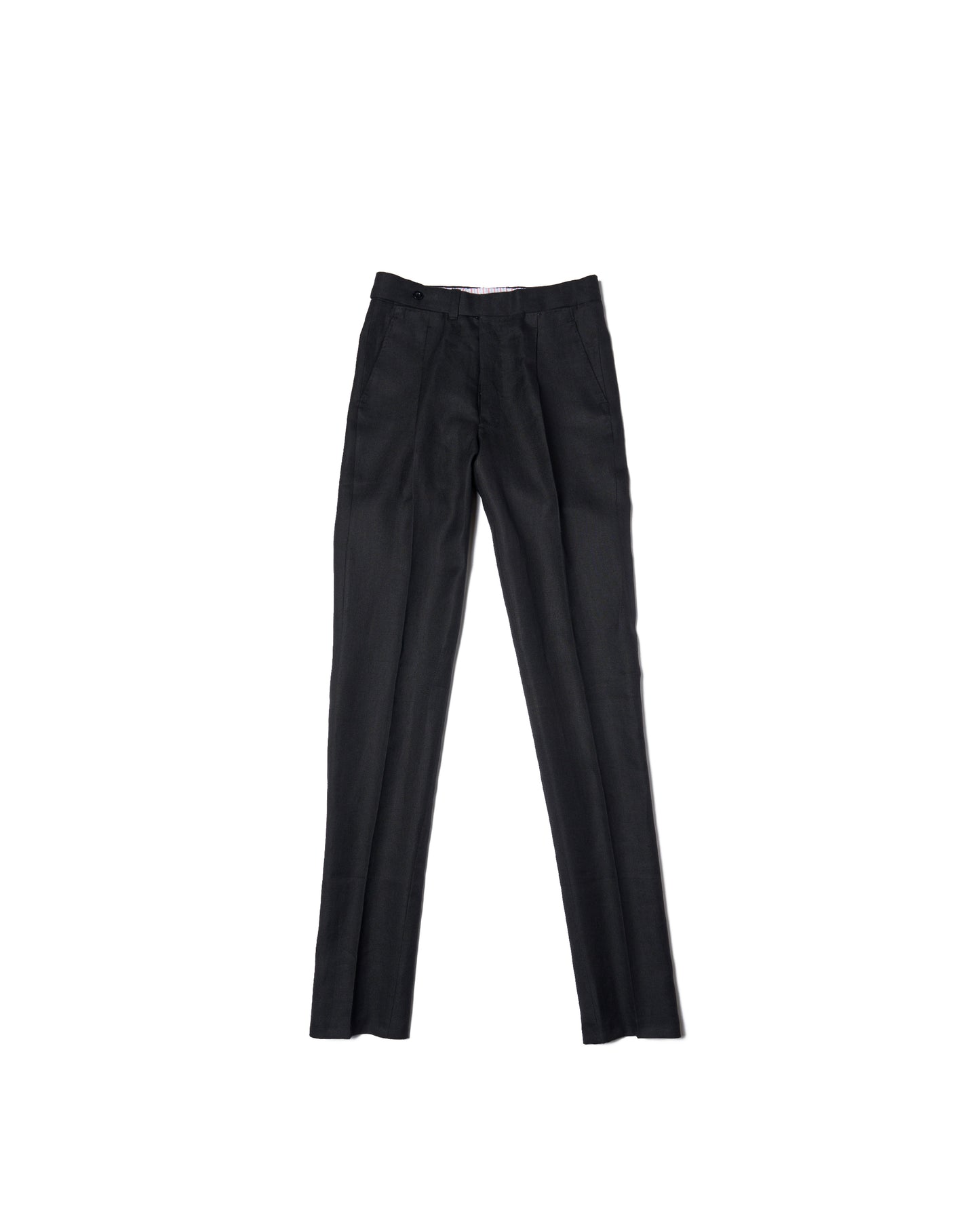 Herringbone linen trousers - Single pleat trousers - Black