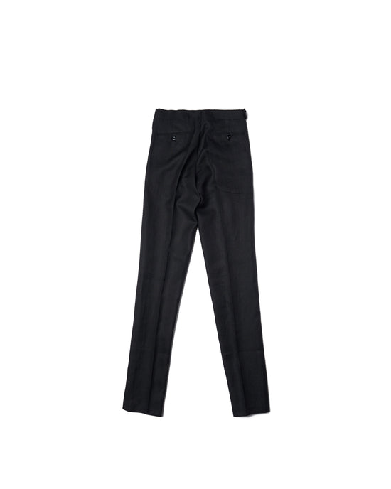 Herringbone linen trousers - Single pleat trousers - Black