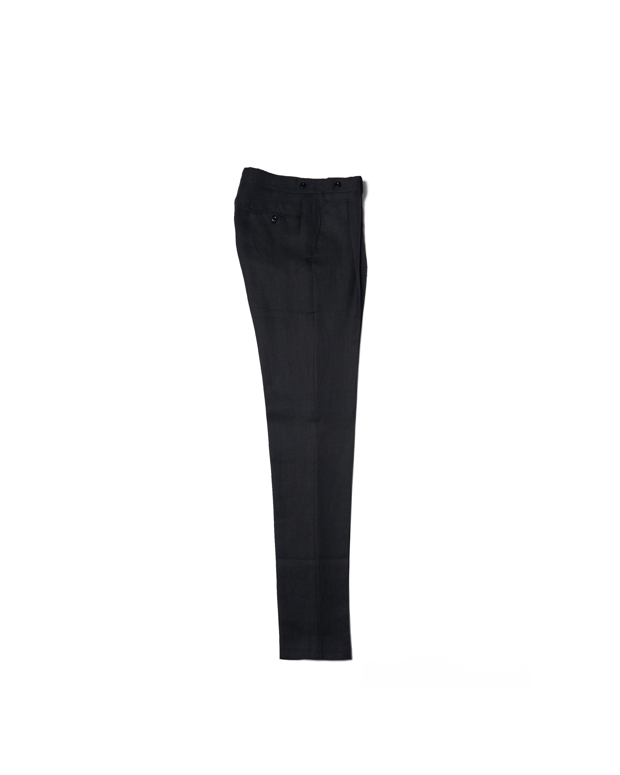 Herringbone linen trousers - Single pleat trousers - Black